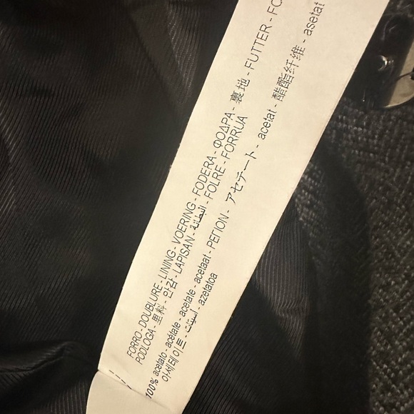 Zara Gray White Herringbone Single Snap Faux Pocket Mid Length PeaCoat Womens S - Picture 11 of 12